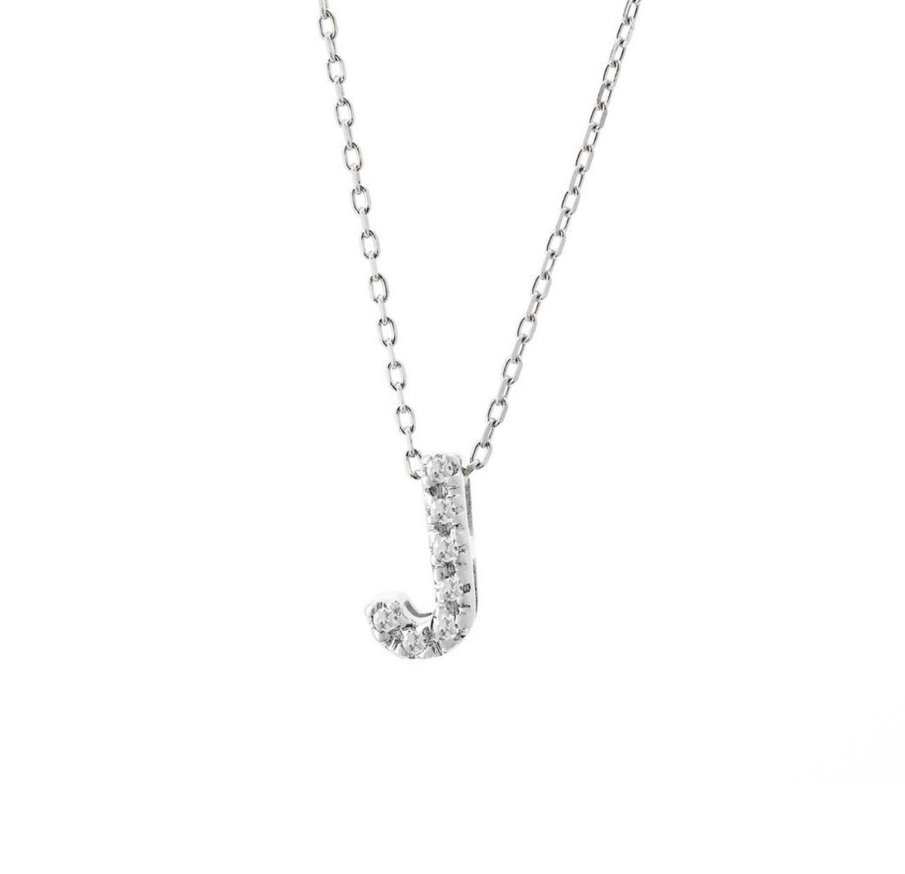 Mini Initial Single Micro Pave Diamond Necklace