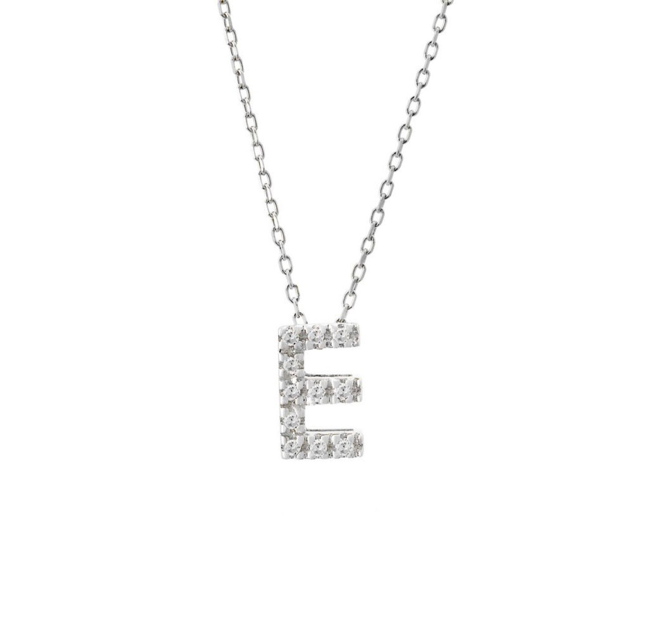 Mini Initial Single Micro Pave Diamond Necklace