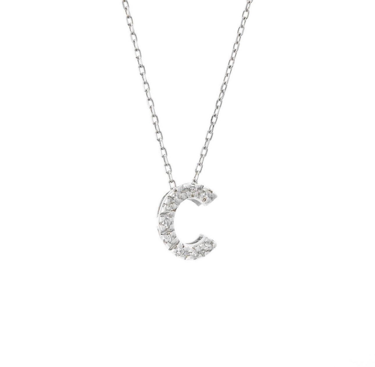 Mini Initial Single Micro Pave Diamond Necklace
