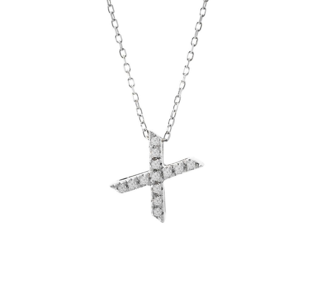 Mini Initial Single Micro Pave Diamond Necklace
