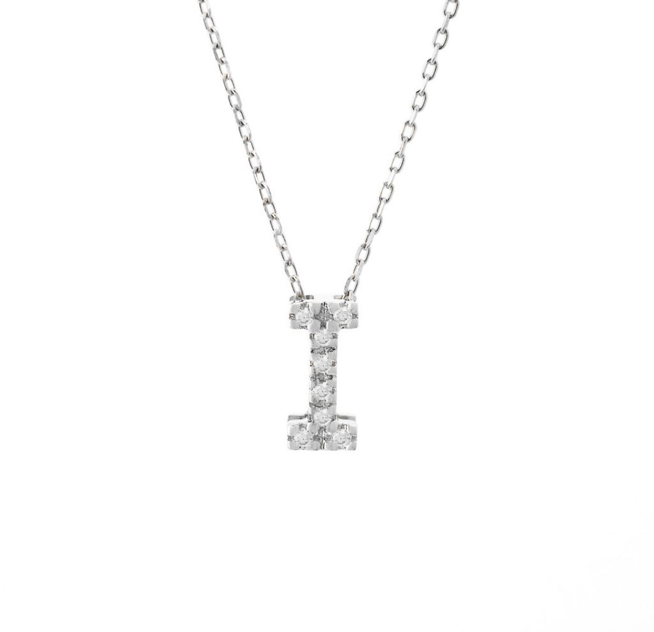 Mini Initial Single Micro Pave Diamond Necklace