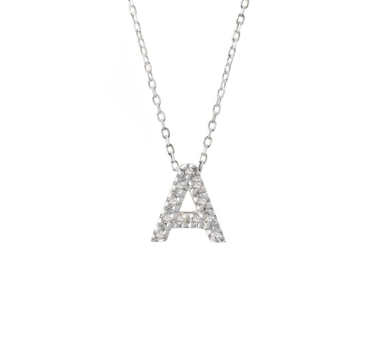 Mini Initial Single Micro Pave Diamond Necklace