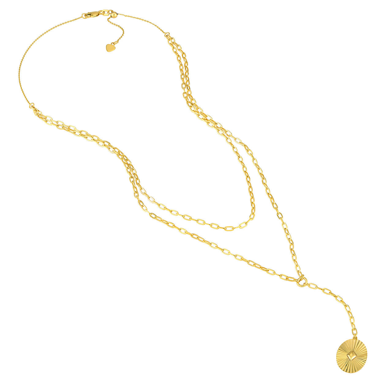 Two-Stranded Fluted Pendant Choker Necklace