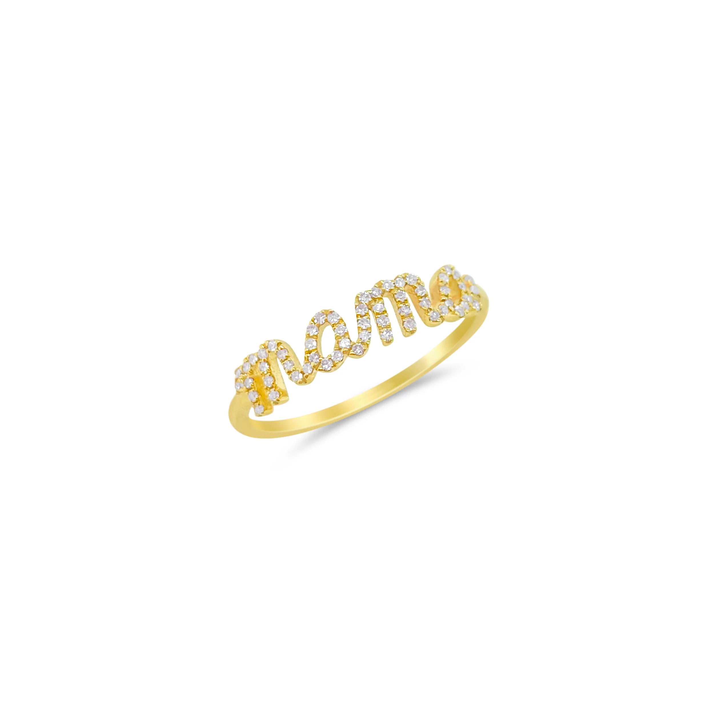 Mama Cursive 13ct Diamond Ring in Yellow Gold