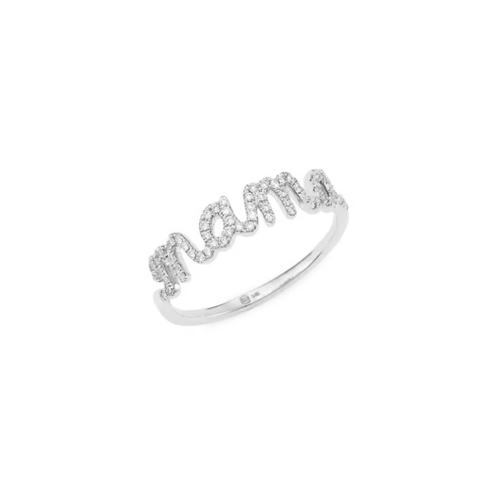 Mama Cursive 13ct Diamond Ring in white Gold