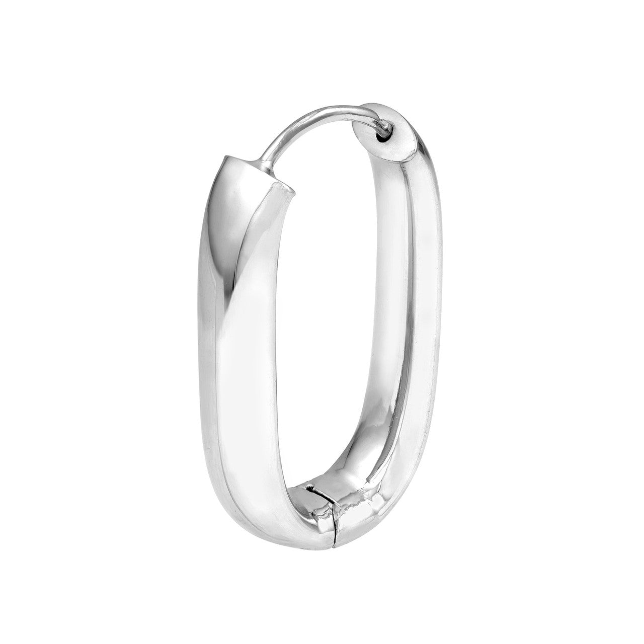 Sterling Silver Long Oval Hoop Earrings