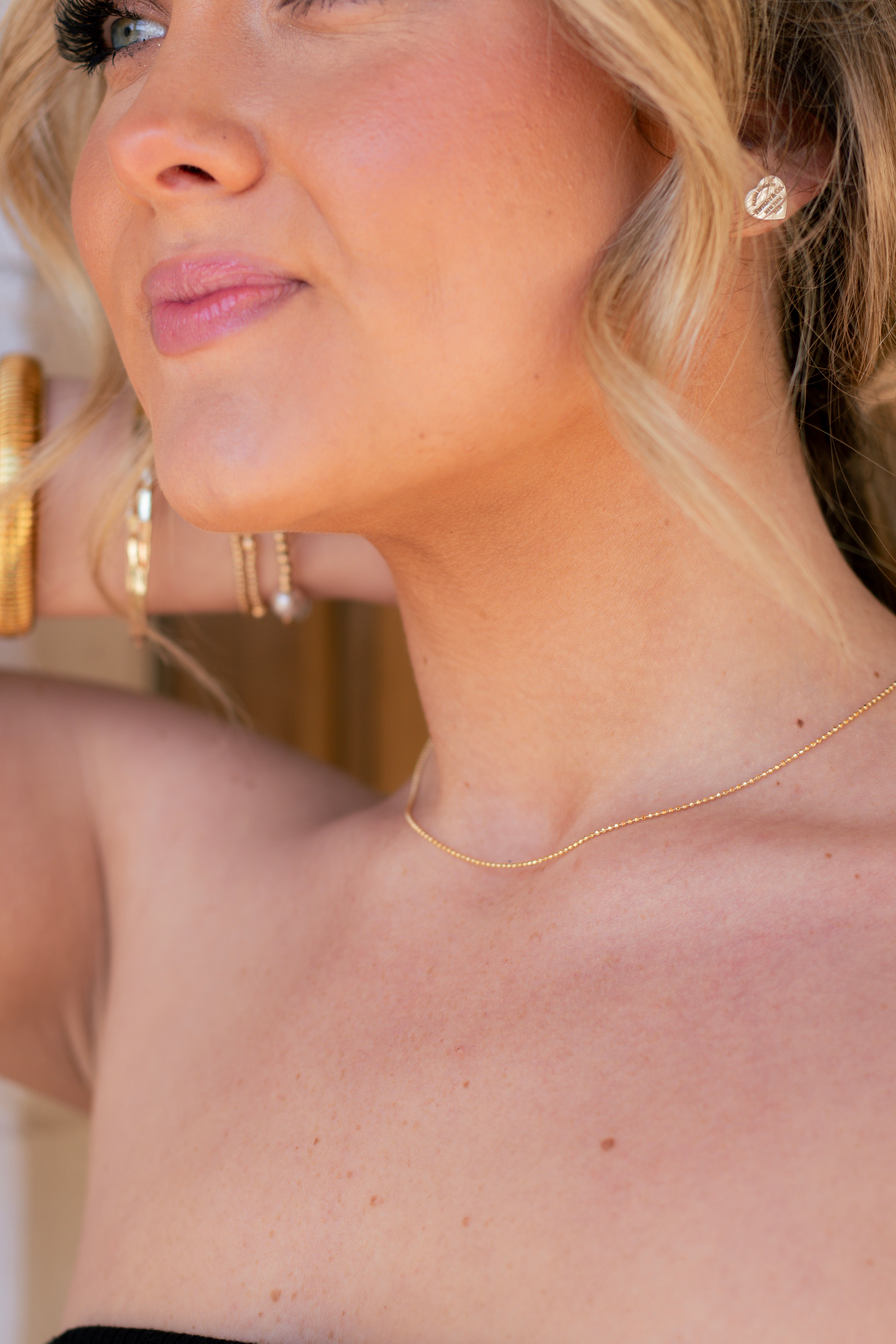 Diamond-Cut Bead Choker Chain - 14k Gold