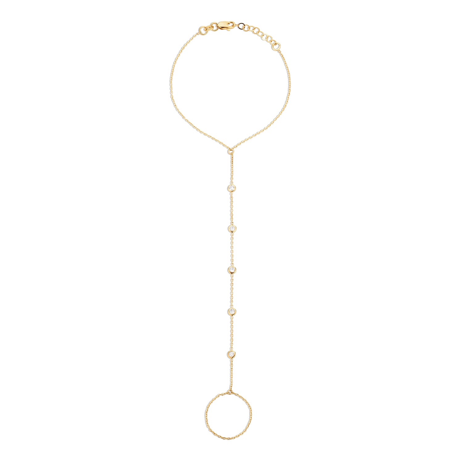 handmade Diamond Hand chain in 14k Yellow Gold