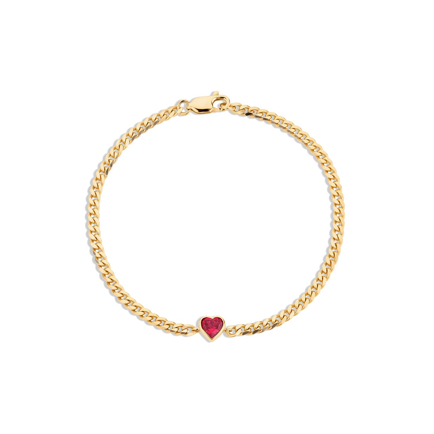 Heart Shaped Bezel Cuban Bracelet