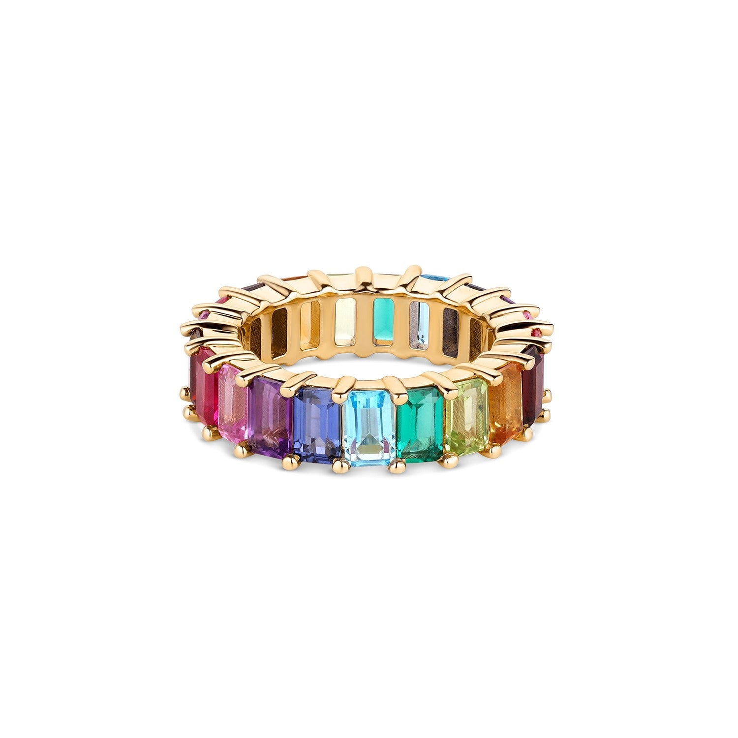 Baguette Eternity Rainbow Gemstone Ring