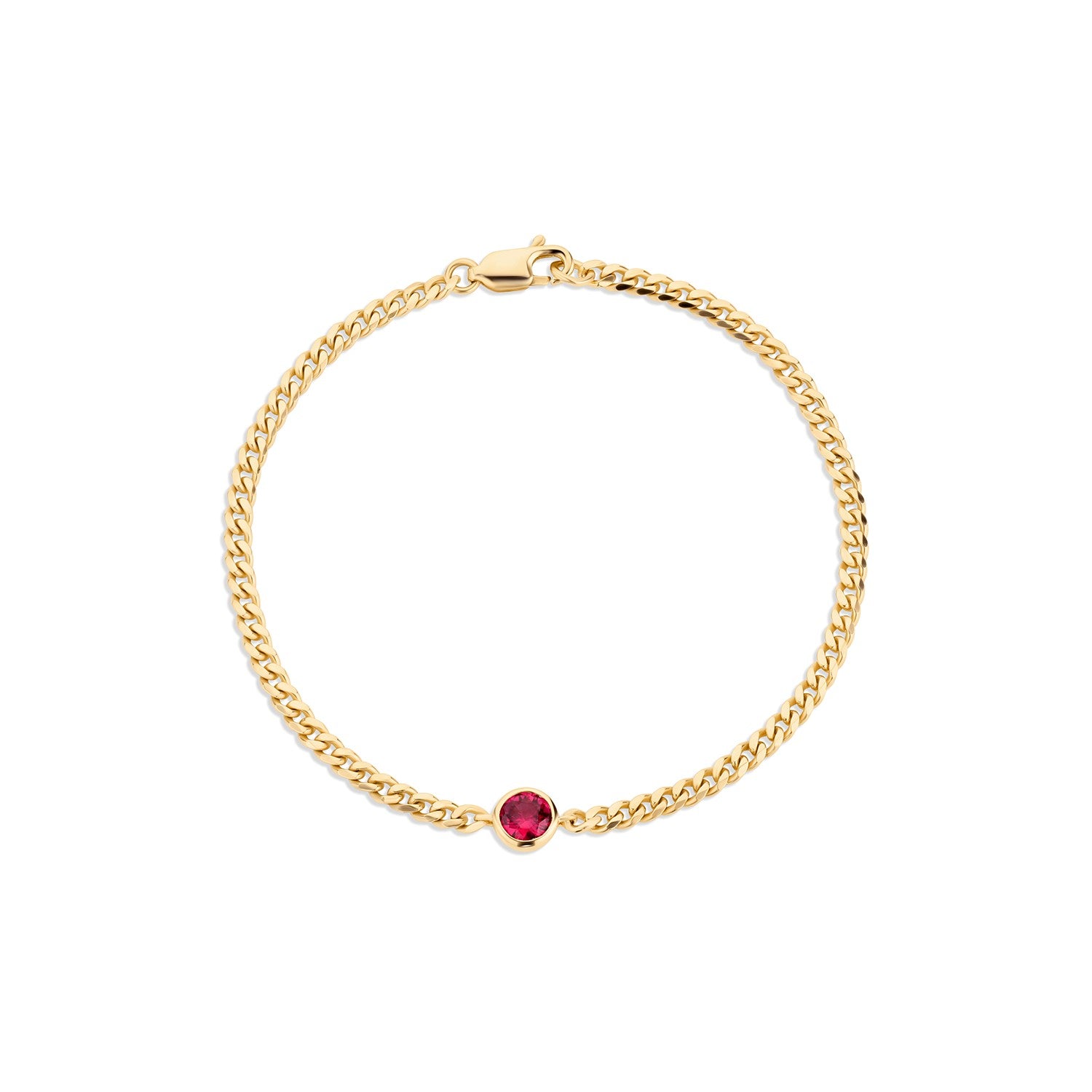 Round Bezel Gemstone Cuban Bracelet