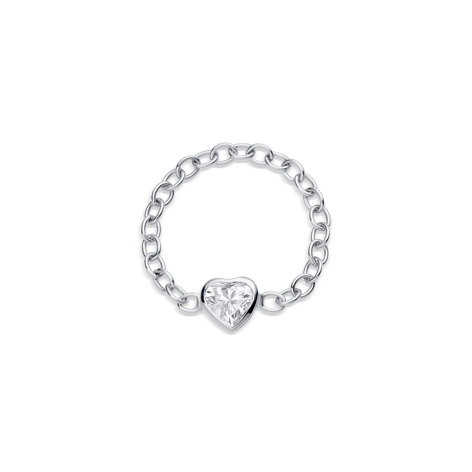 Lab Grown Diamond Bezel Heart Ring 0.25Cwt - 14k White Gold