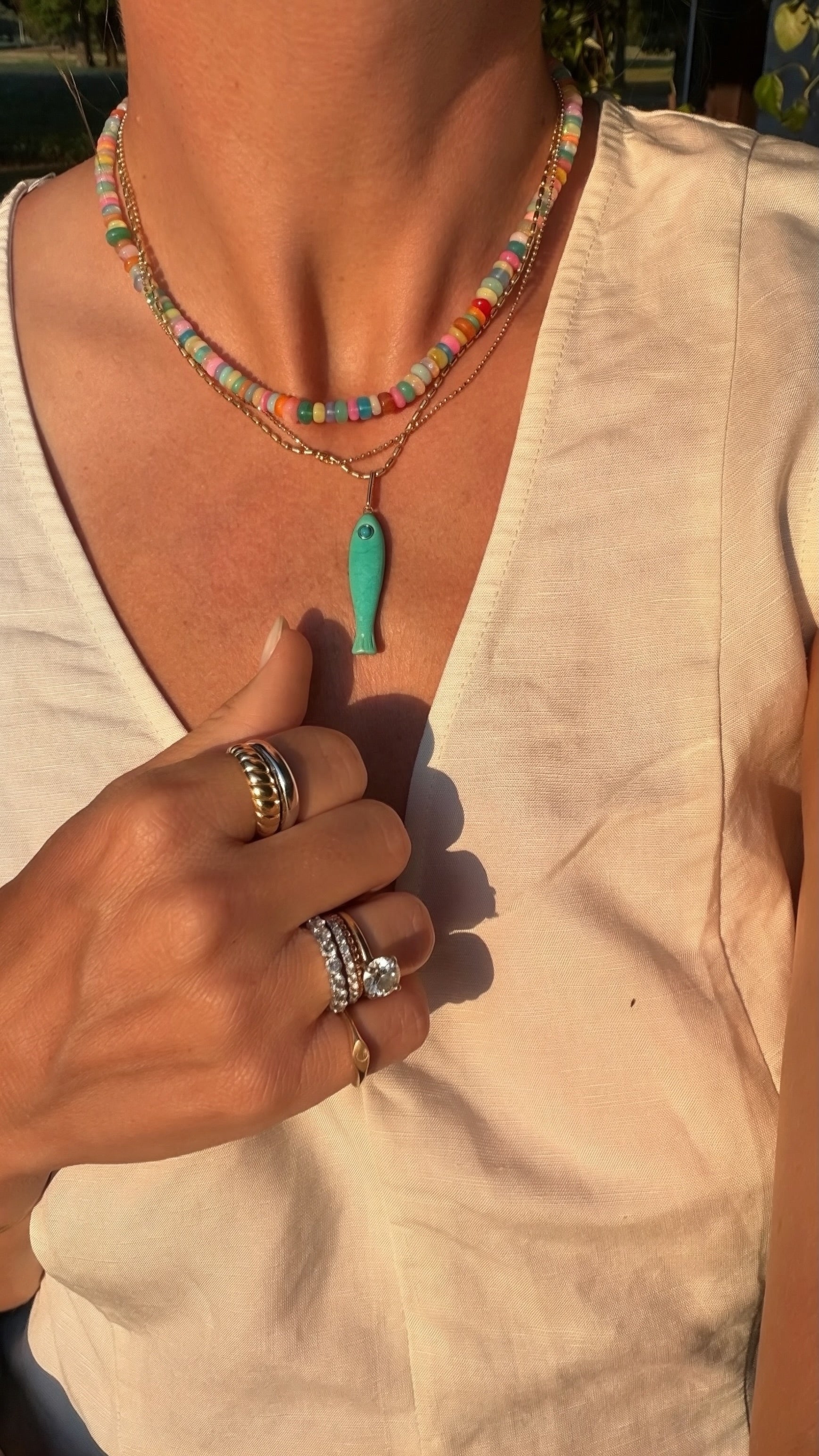 Fortuna Chrysoprase Fish Charm