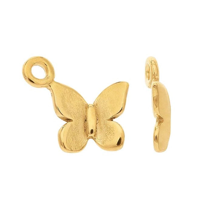 14K Yellow Gold Butterfly Charm For necklace or bracelet