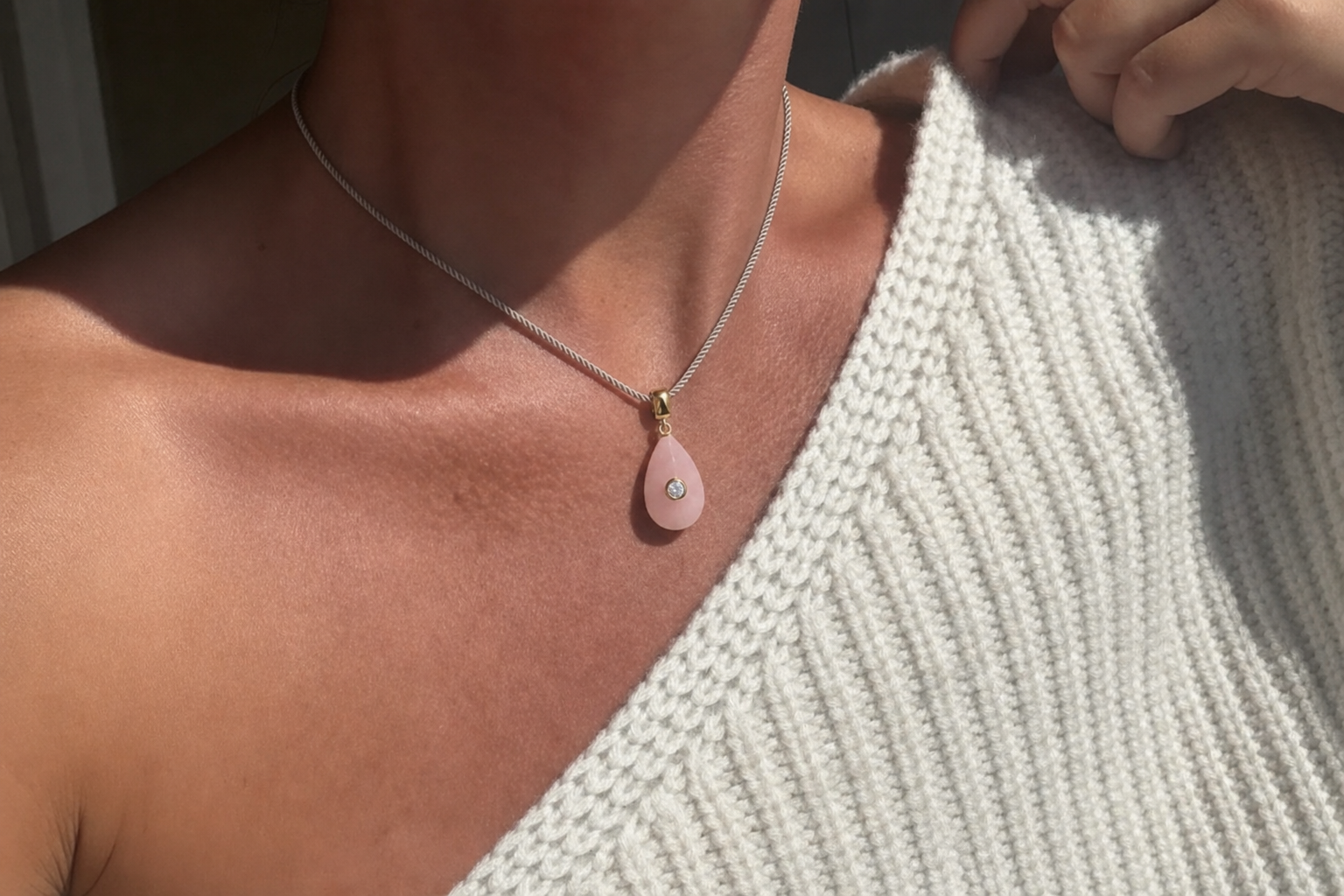 Bardot Pink Opal Silk Necklace