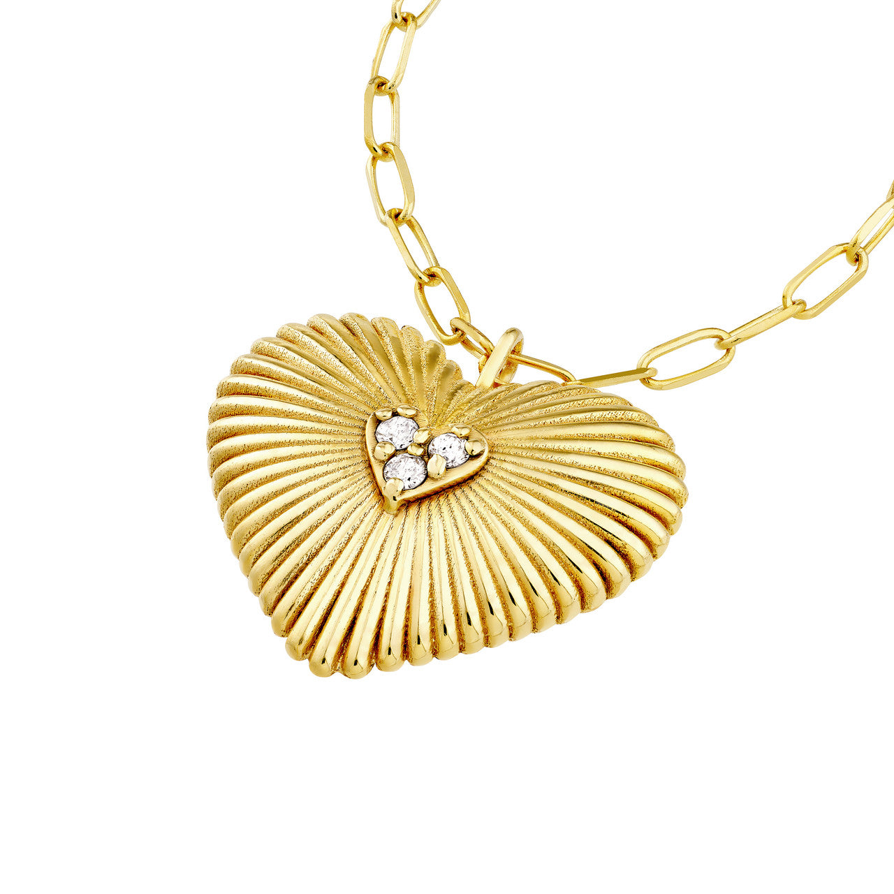 1/20tcw Diamond Radiant Heart Pendant Necklace Yellow Gold 