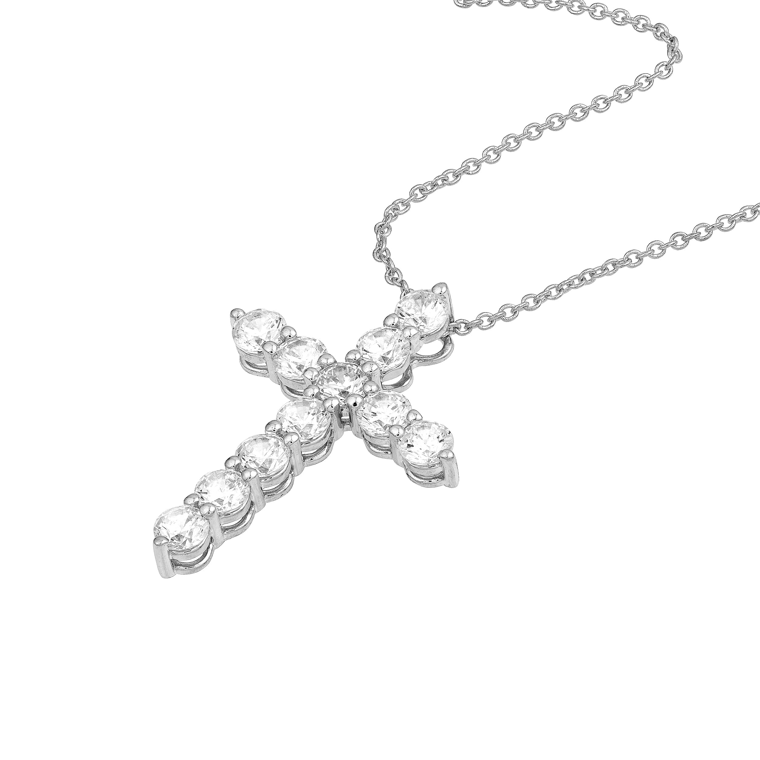 Sterling Silver Diamond Cross Pendant