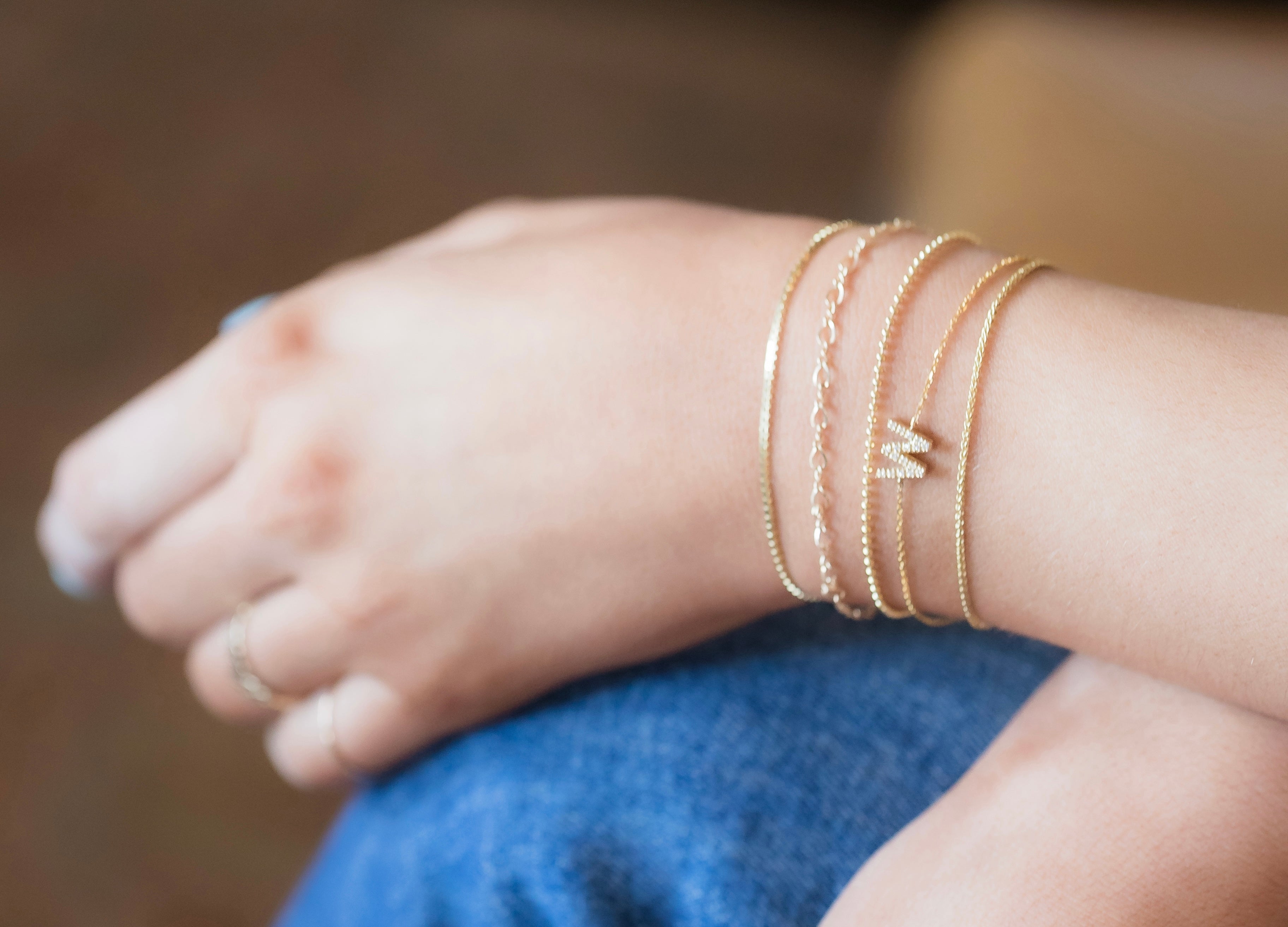 Diamond Block Initial Bracelet