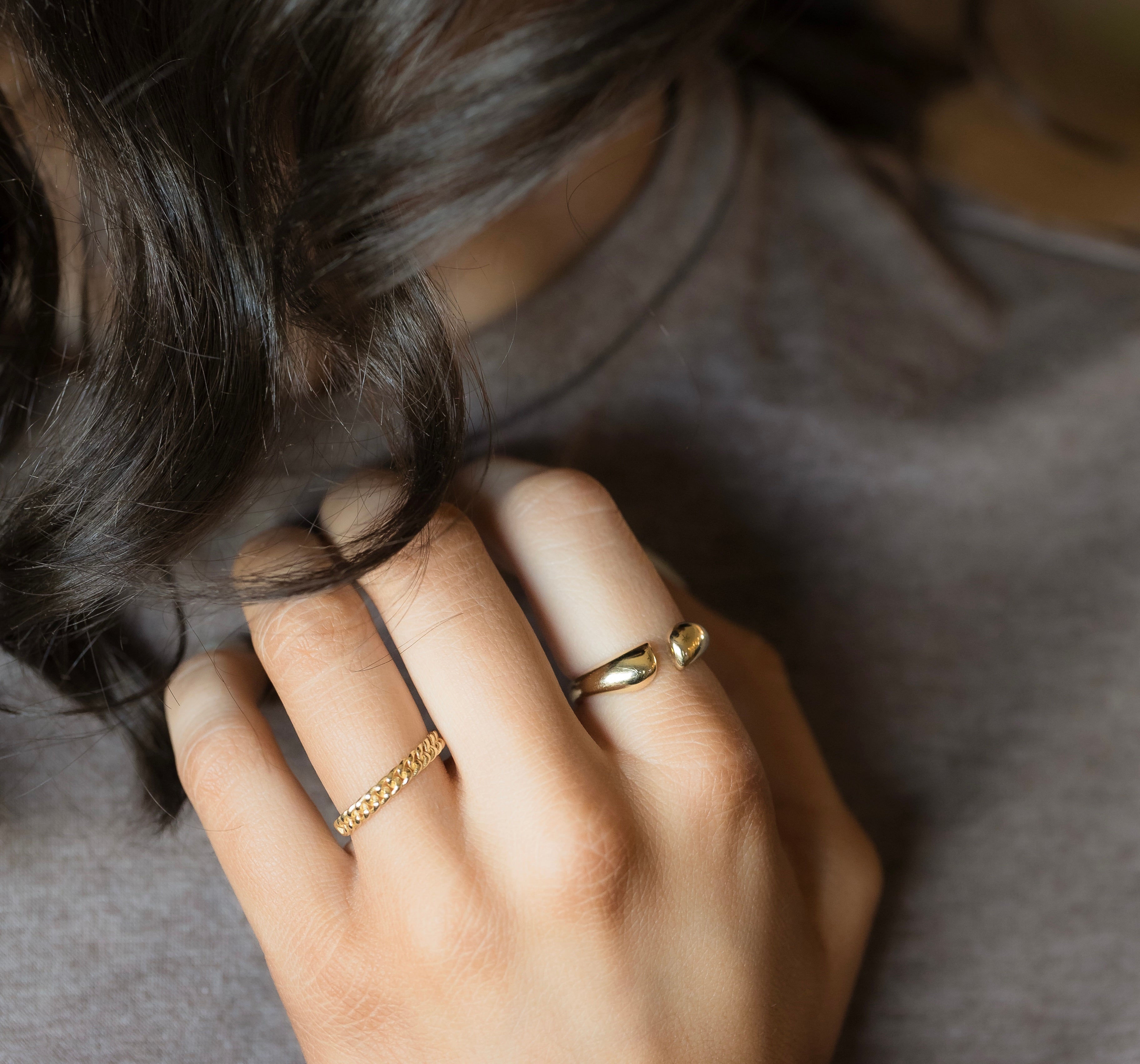 14k gold open cuff Ring | Yellow Gold Ring for women