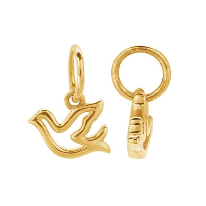 14K Yellow Gold Peace Dove Charm