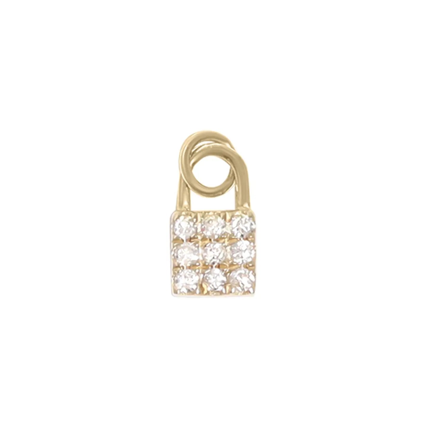 Diamond Padlock Charm For Permanent Jewelry