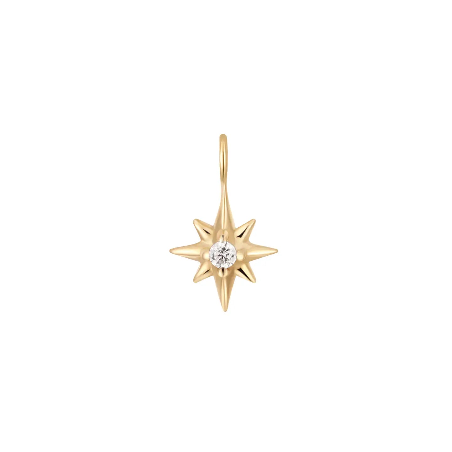 Gold Diamond Compass Star Charm for Permanent Jewelry