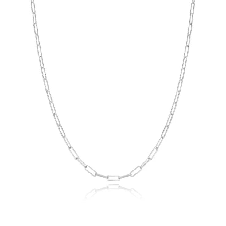 Classic Paper Clip Necklace in 14k White Gold