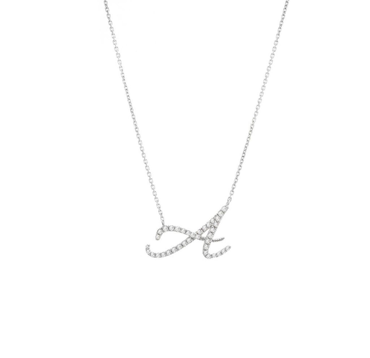 Script Initial Micro Pave Diamond Necklace