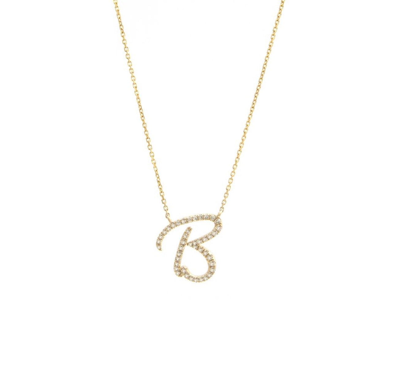 Script Initial Micro Pave Diamond Necklace