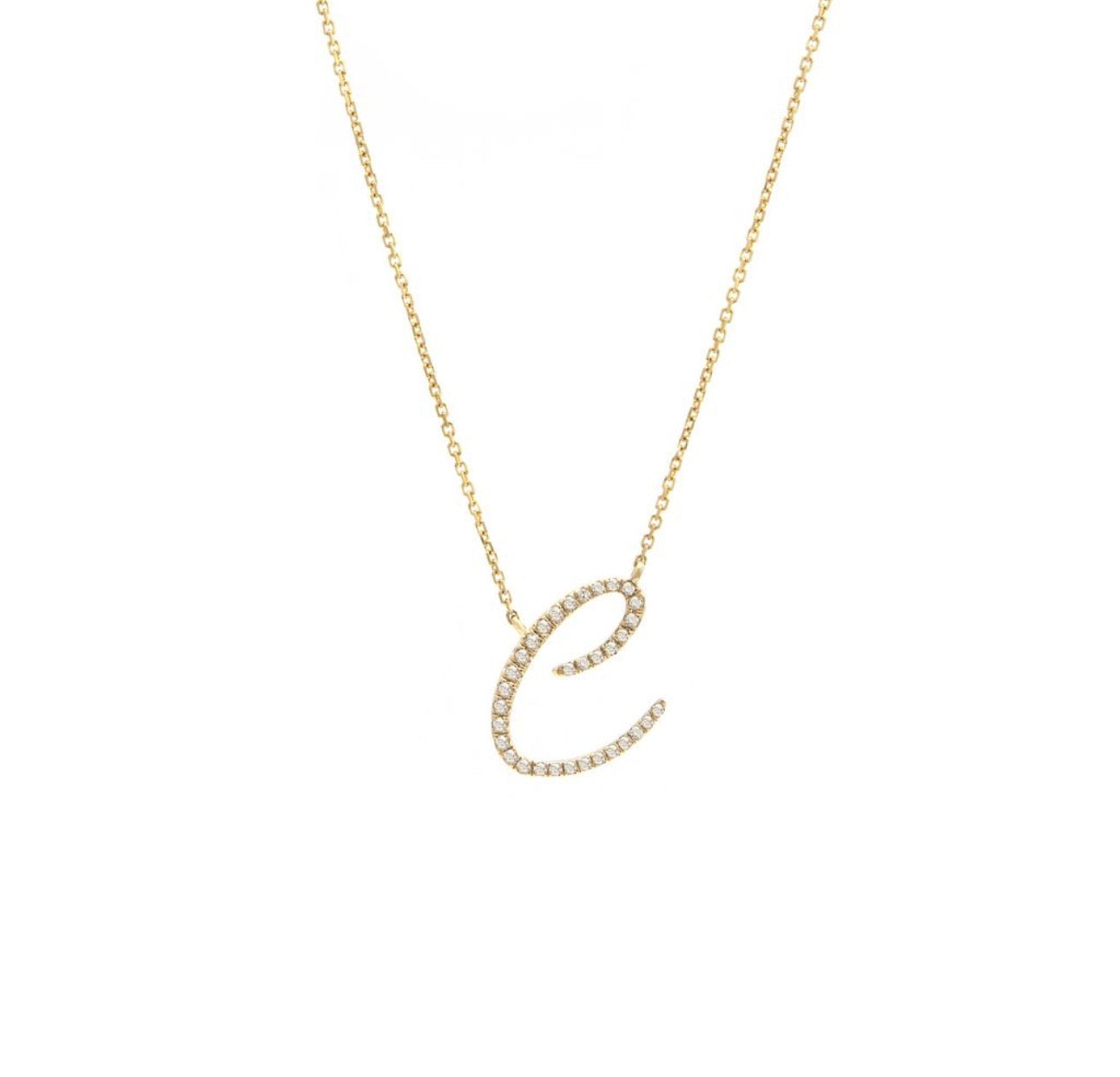 Script Initial Micro Pave Diamond Necklace