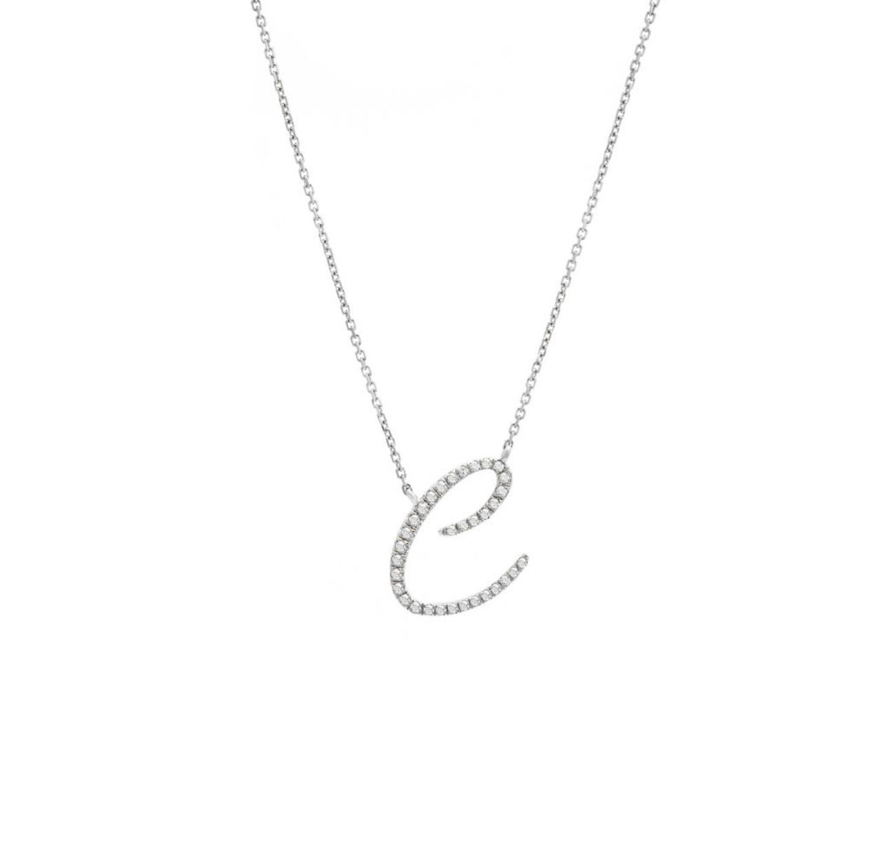 Script Initial Micro Pave Diamond Necklace