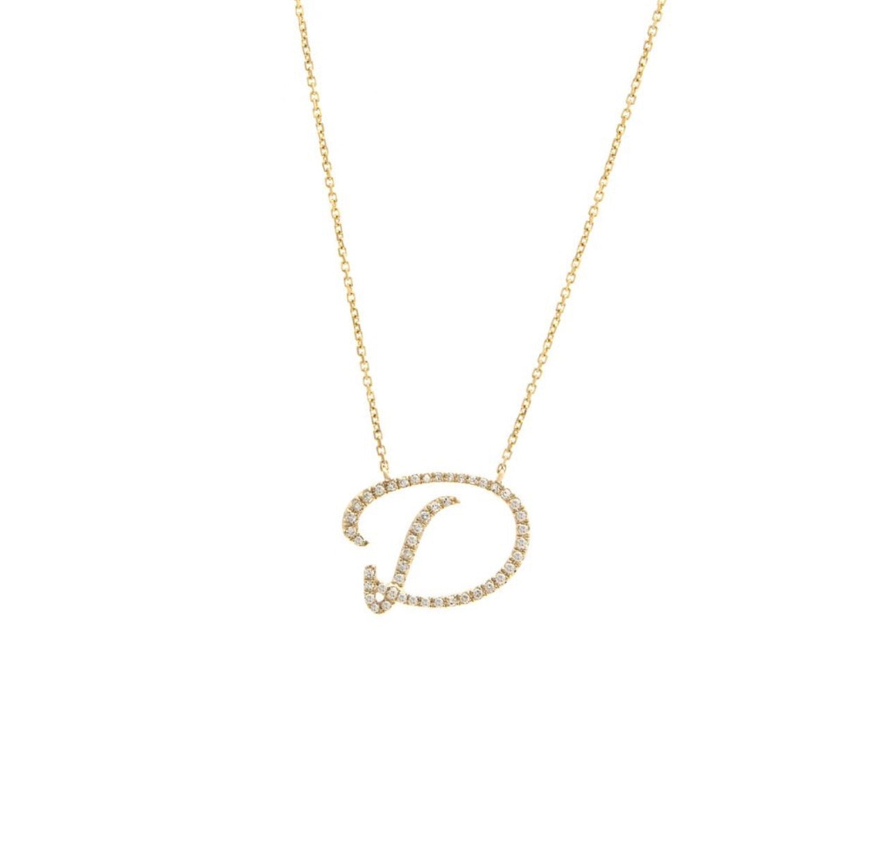 Script Initial Micro Pave Diamond Necklace