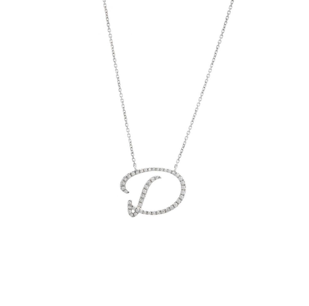 Script Initial Micro Pave Diamond Necklace