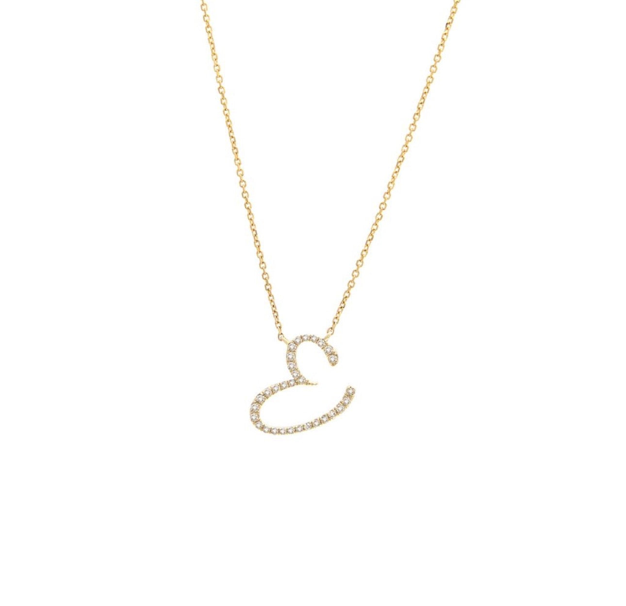 Script Initial Micro Pave Diamond Necklace