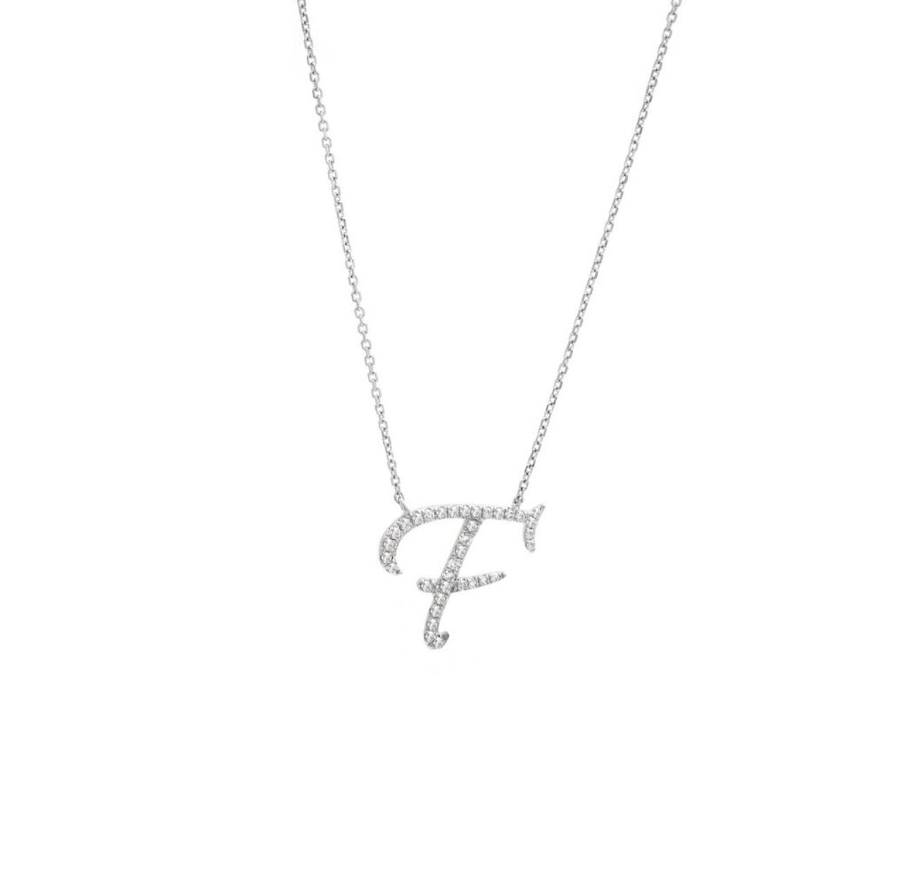 Script Initial Micro Pave Diamond Necklace