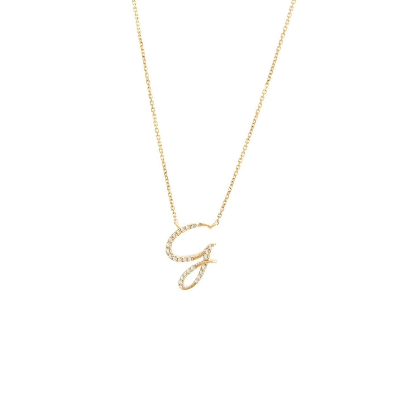 Script Initial Micro Pave Diamond Necklace