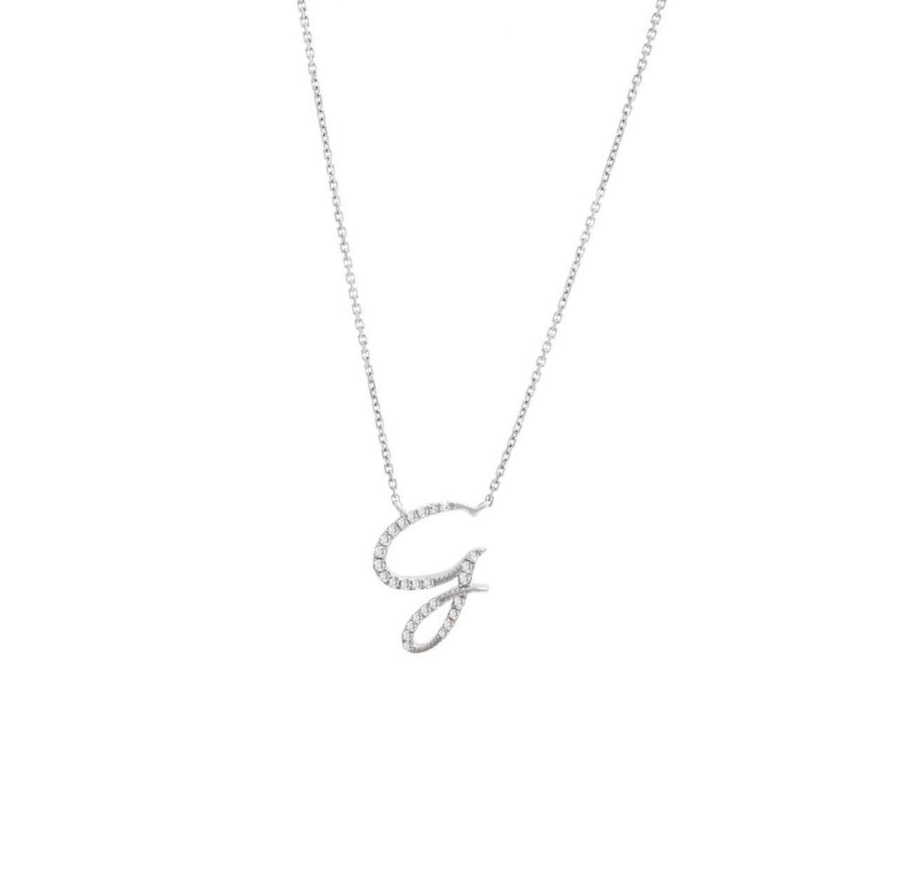 Script Initial Micro Pave Diamond Necklace