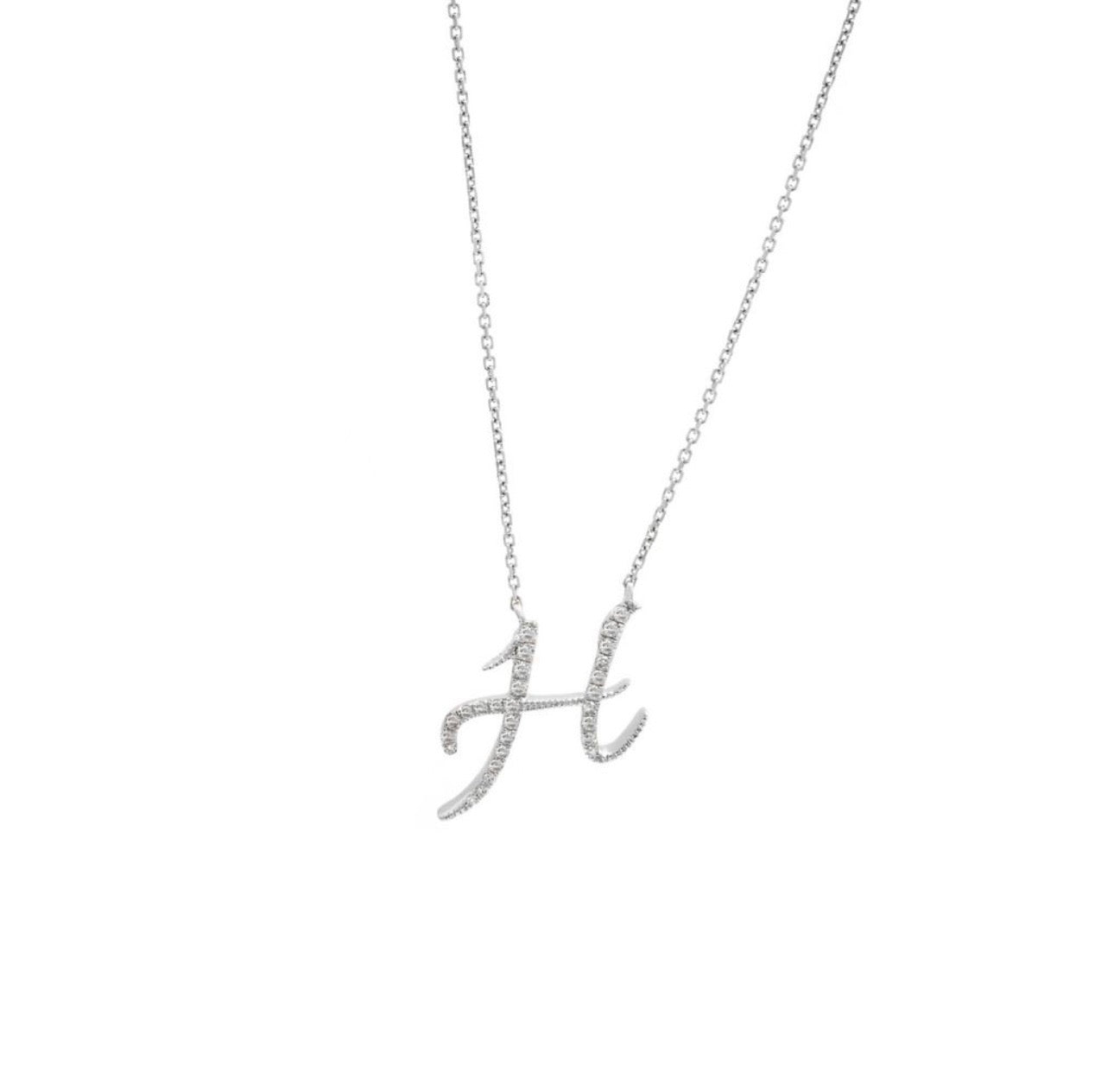 Script Initial Micro Pave Diamond Necklace