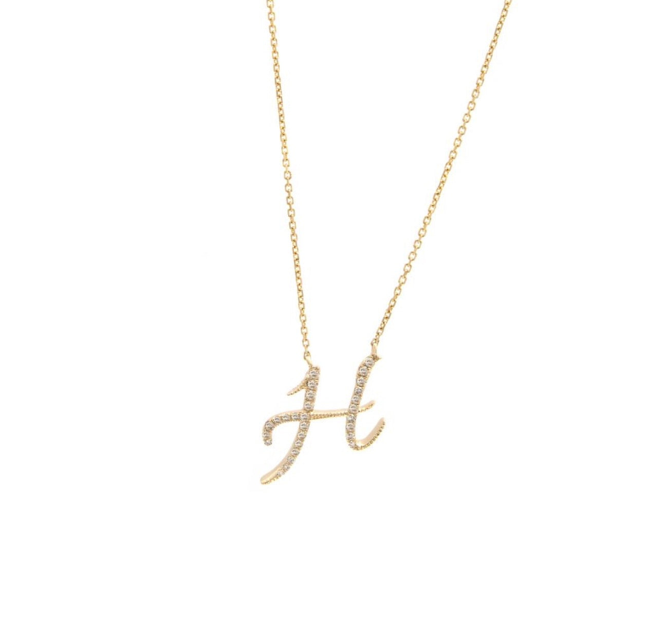 Script Initial Micro Pave Diamond Necklace