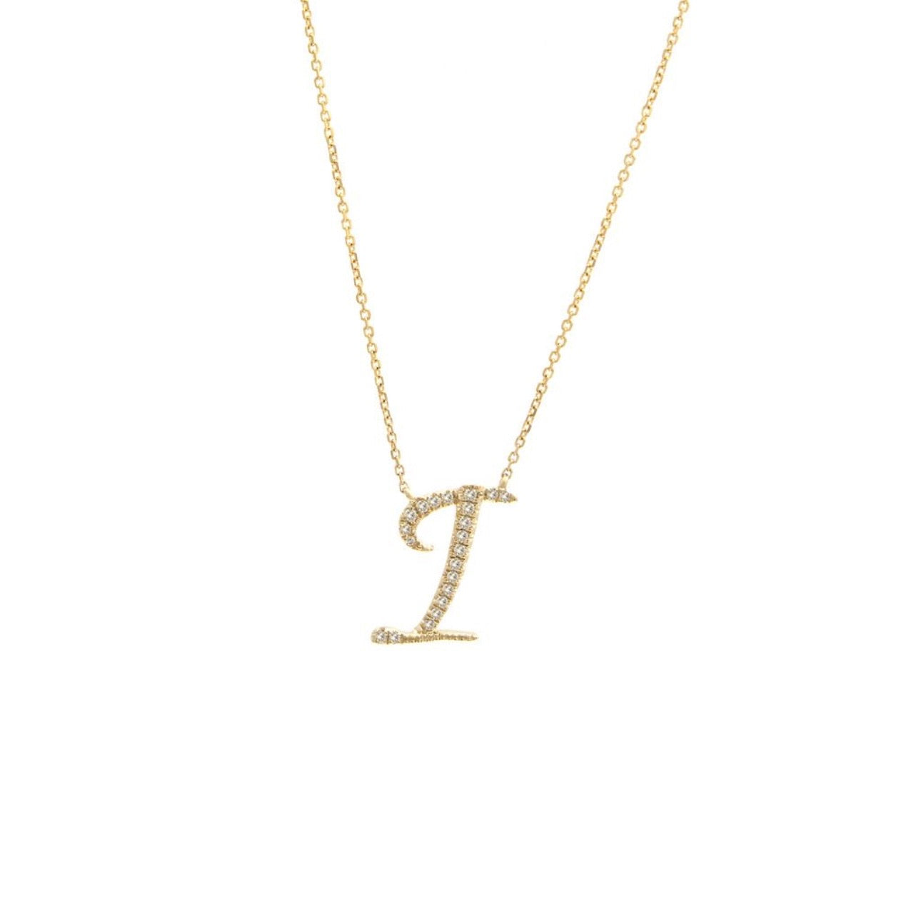 Script Initial Micro Pave Diamond Necklace