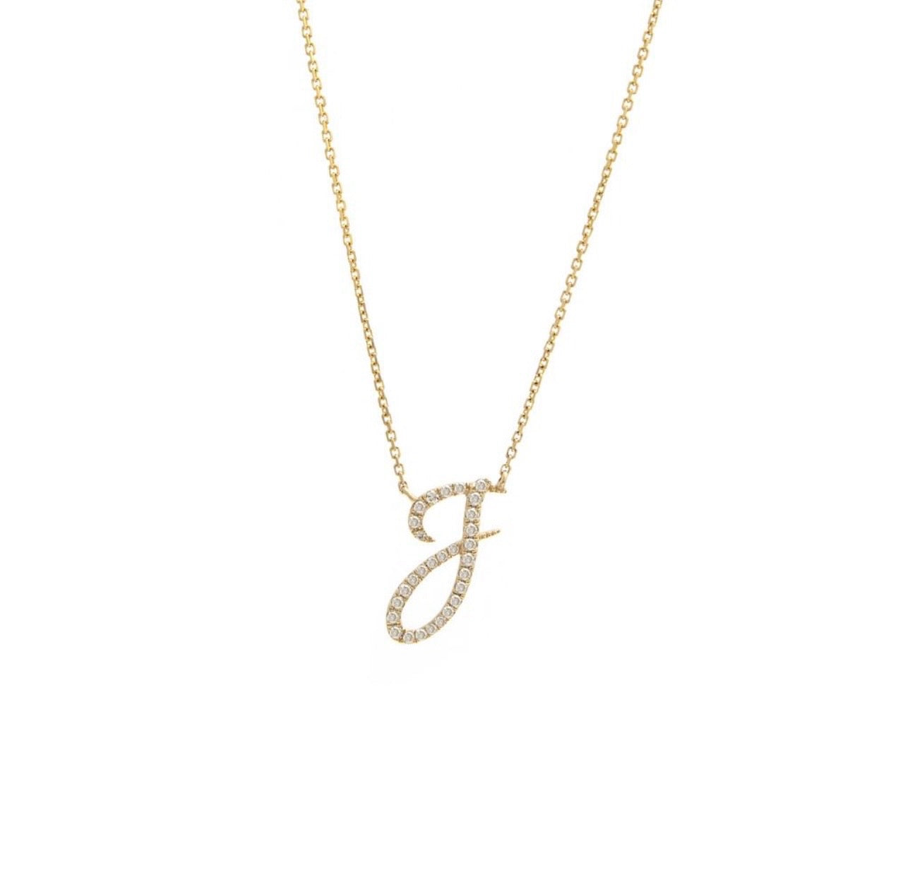 Script Initial Micro Pave Diamond Necklace