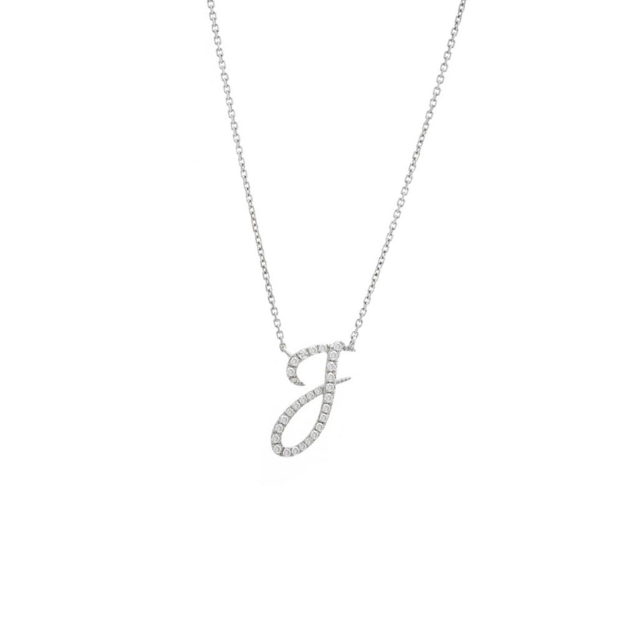 Script Initial Micro Pave Diamond Necklace