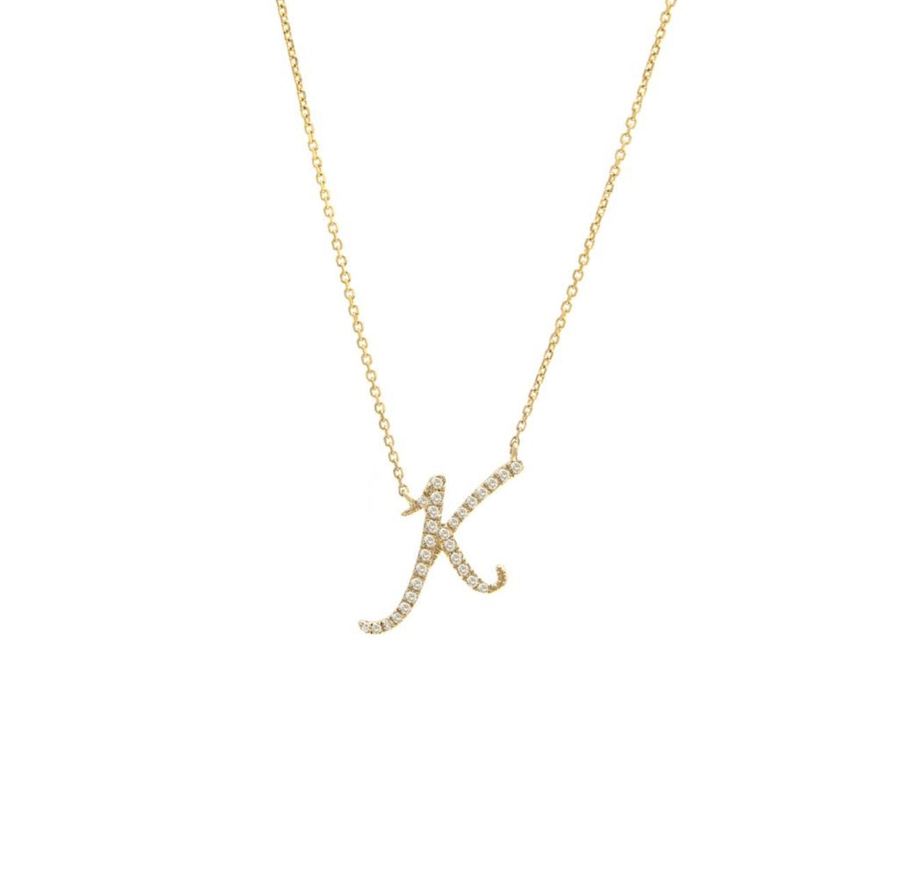 Script Initial Micro Pave Diamond Necklace