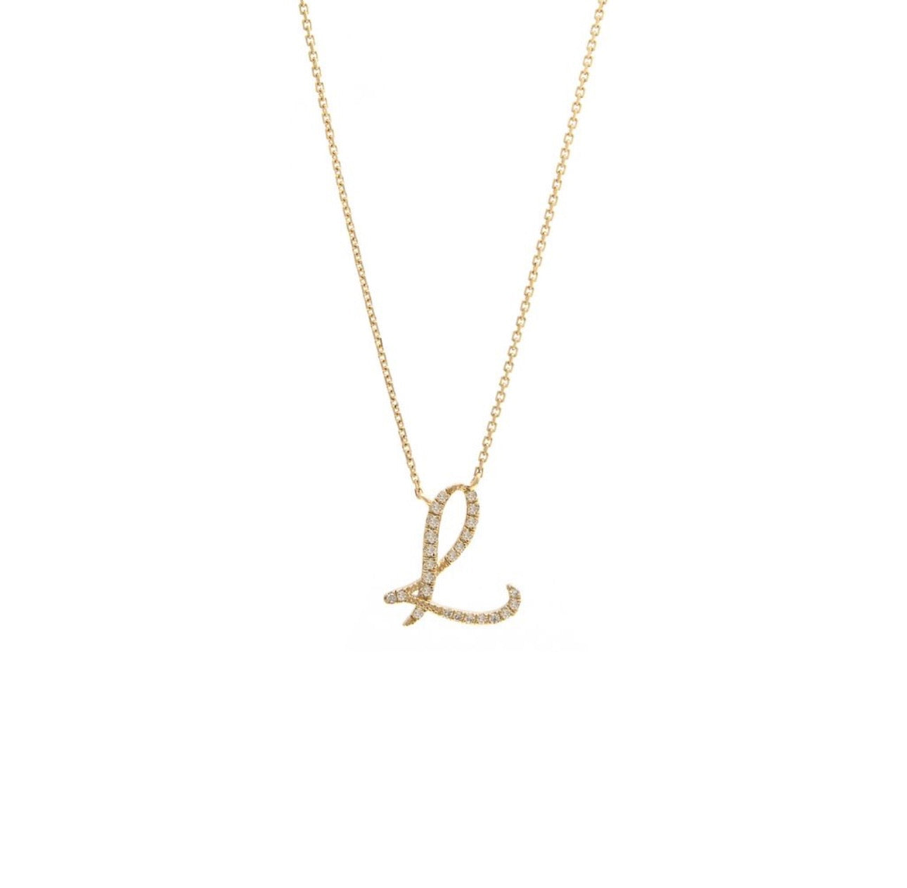 Script Initial Micro Pave Diamond Necklace