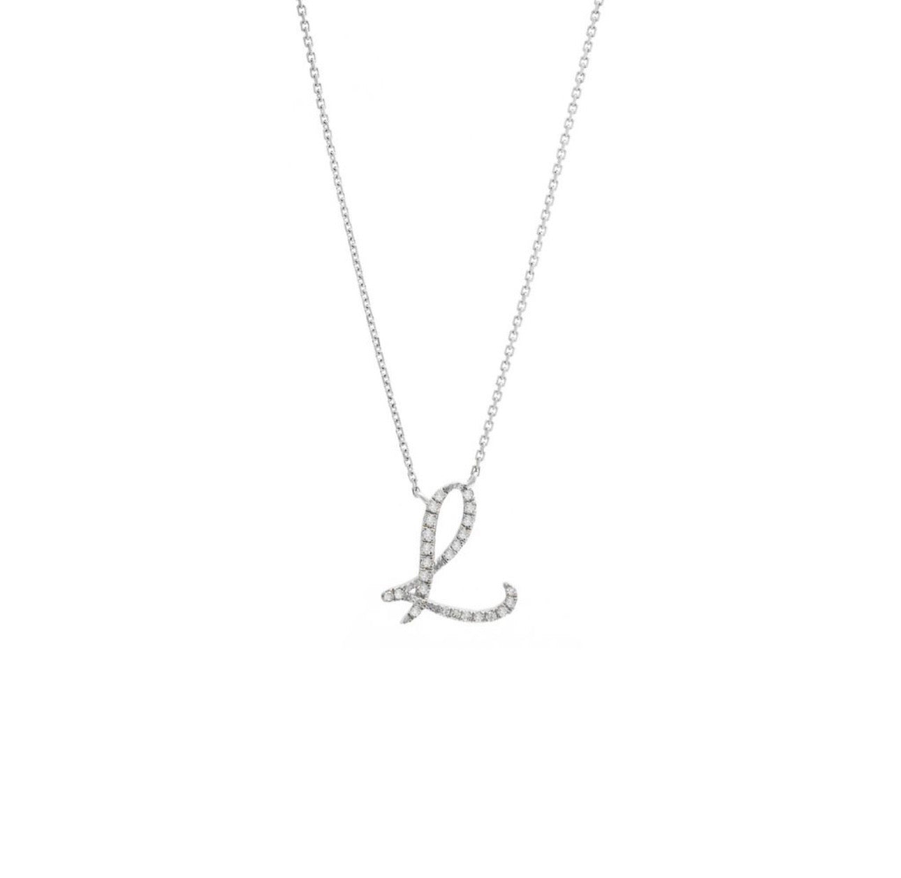 Script Initial Micro Pave Diamond Necklace