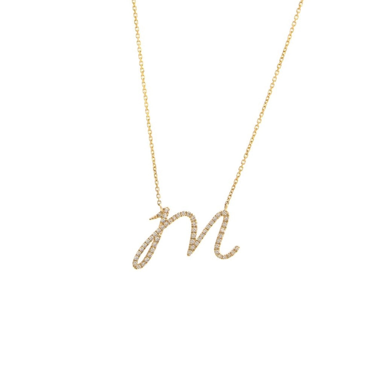 Script Initial Micro Pave Diamond Necklace