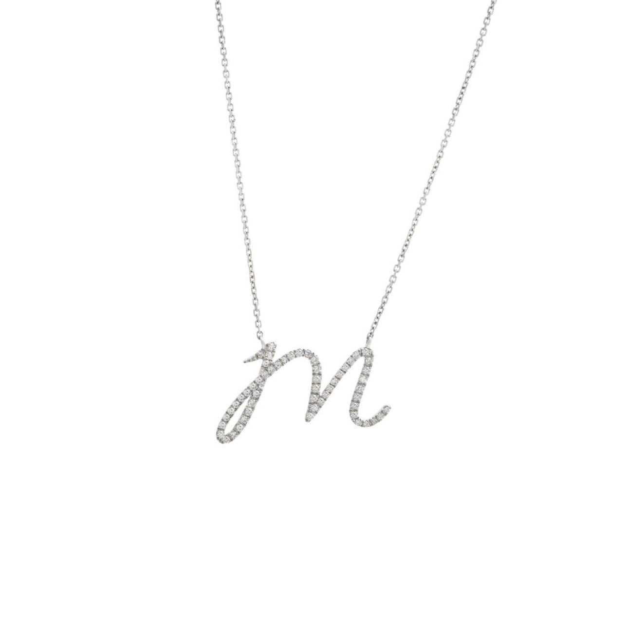 Script Initial Micro Pave Diamond Necklace