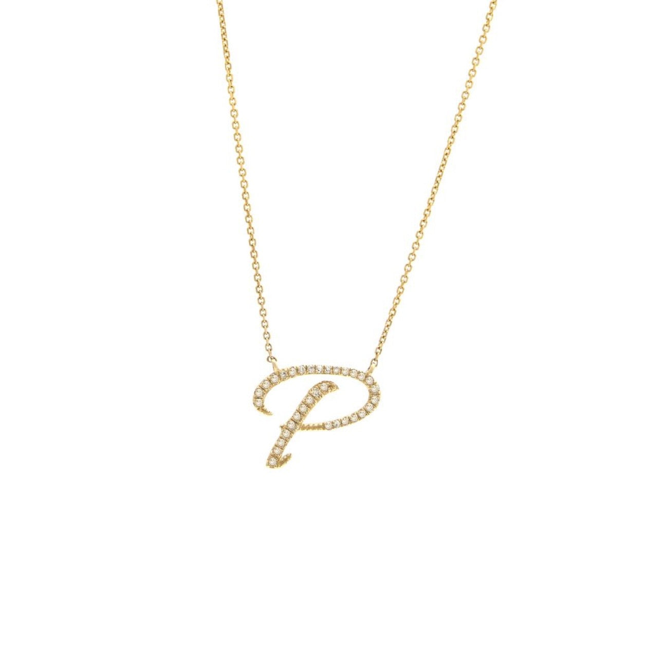 Script Initial Micro Pave Diamond Necklace