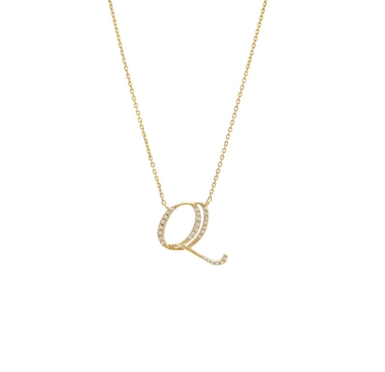 Script Initial Micro Pave Diamond Necklace