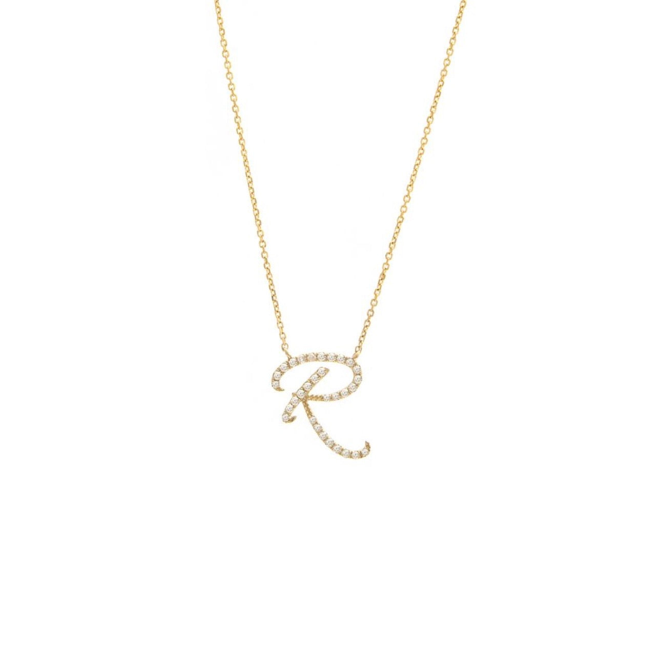 Script Initial Micro Pave Diamond Necklace